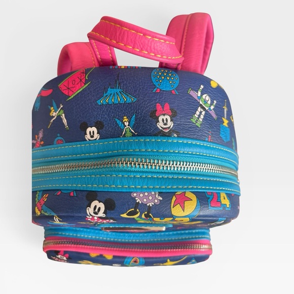 Disney Parks 2024 Loungefly Mini Backpack Mickey Minnie AOP NWT - Picture 6 of 14